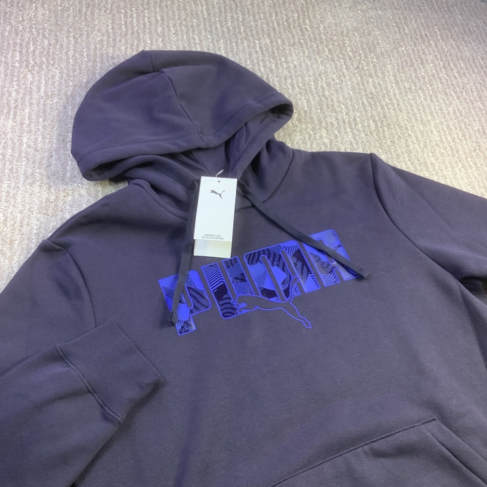 Puma Mens ESS Logo‎ Lab Hoodie New Navy Blue Graphic Sweatshirt Size S NWT